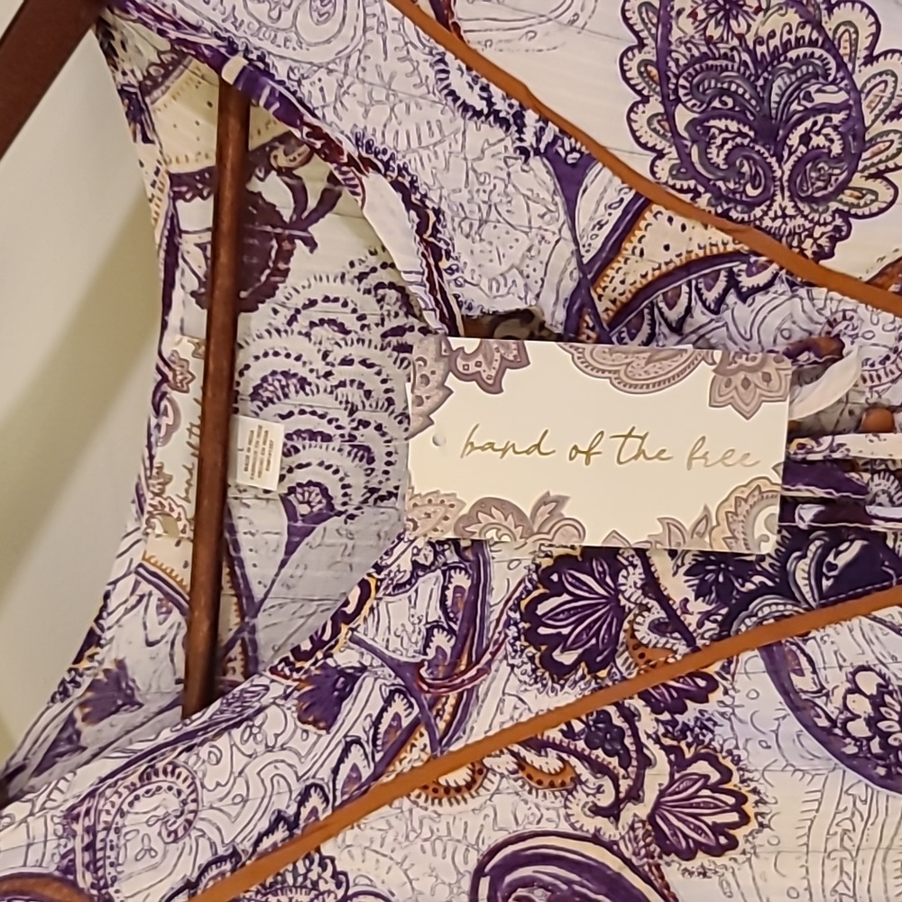 Free People White Dress with Purple Paisley and Rust Tassels - Picture 2 of 8